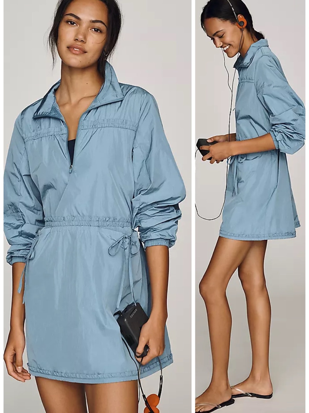 Anthropologie Daily Practice Anorak Mini Dress in Blue Size XS NWT Sporty